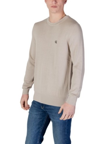 Pull beige coton bio Calvin Klein Jeans homme