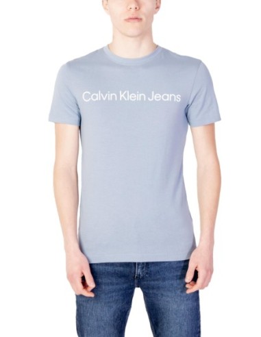 T-shirt bleu azur imprimé Calvin Klein Jeans homme