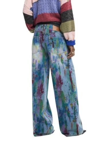 Jeans bleu imprimé Desigual femme