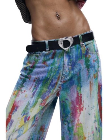Jeans bleu imprimé Desigual femme