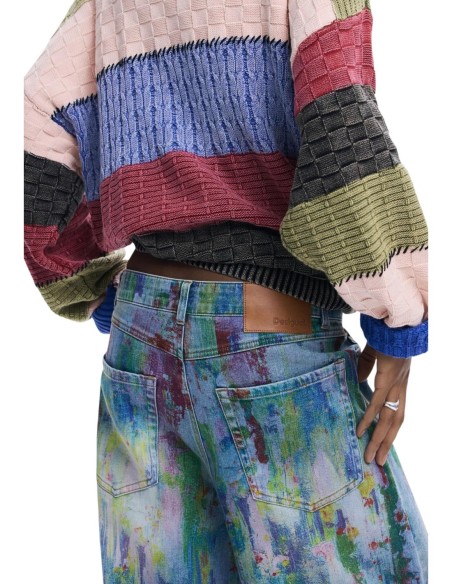 Jeans bleu imprimé Desigual femme