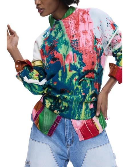Pull vert imprimé Desigual femme