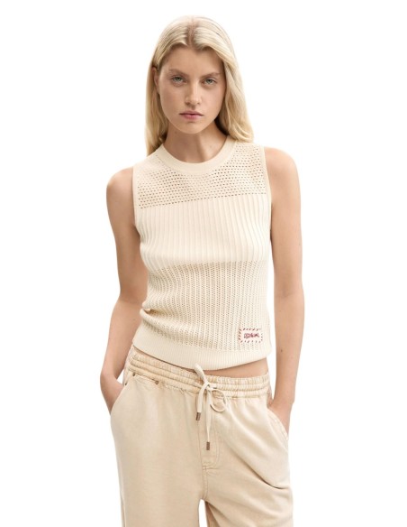 Top beige Desigual femme