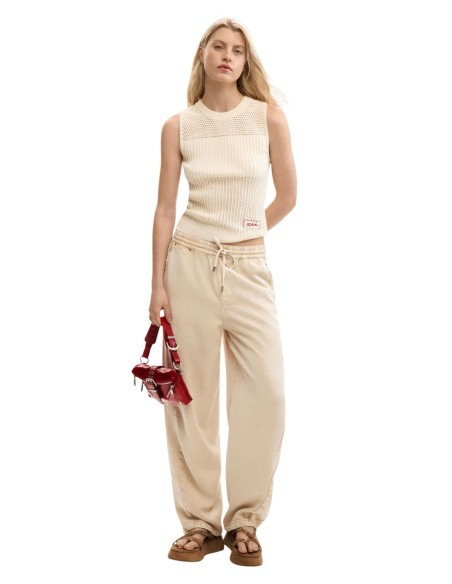 Top beige Desigual femme