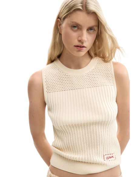 Top beige Desigual femme