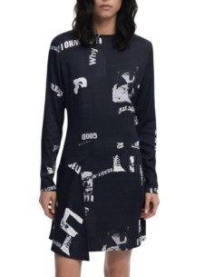 Robe noire imprimée Desigual femme