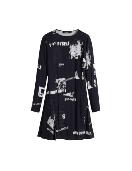 Robe noire imprimée Desigual femme