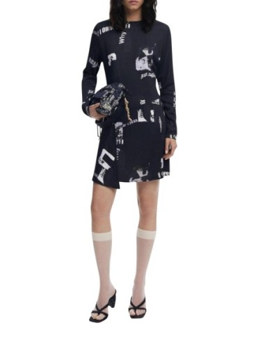 Robe noire imprimée Desigual femme