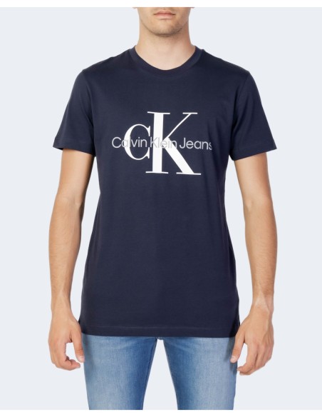 T-shirt bleu imprimé Calvin Klein Jeans homme