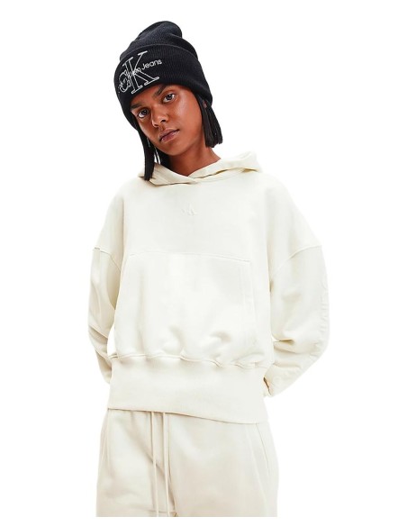 Sweat blanc à capuche Calvin Klein Jeans femme
