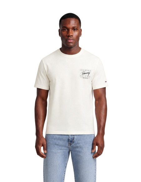 T-shirt blanc coton bio Tommy Hilfiger Jeans homme