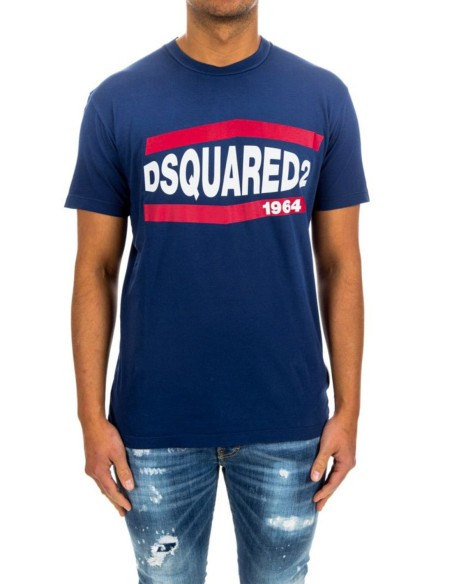 T-shirt bleu Dsquared homme