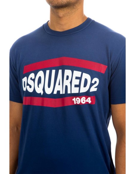 T-shirt bleu Dsquared homme
