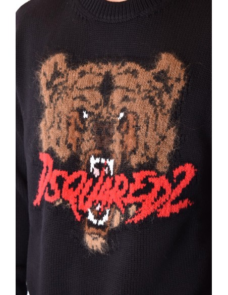 Pull noir Dsquared2 homme