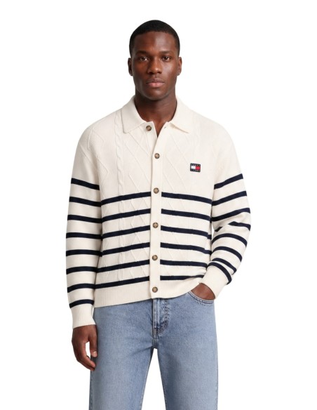 Sweat blanc coton bio Tommy Hilfiger Jeans homme