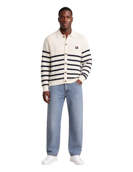 Sweat blanc coton bio Tommy Hilfiger Jeans homme