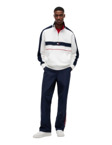 Sweat zippé blanc rayé Tommy Hilfiger Jeans homme