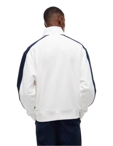 Sweat zippé blanc rayé Tommy Hilfiger Jeans homme