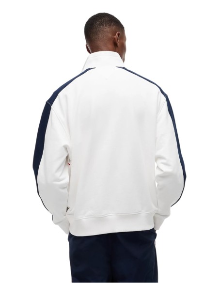 Sweat zippé blanc rayé Tommy Hilfiger Jeans homme