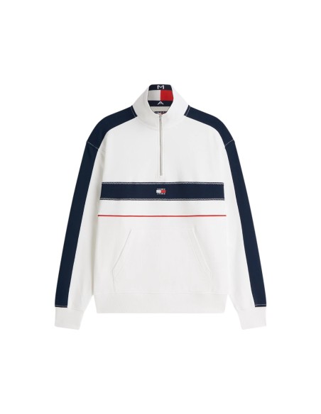 Sweat zippé blanc rayé Tommy Hilfiger Jeans homme