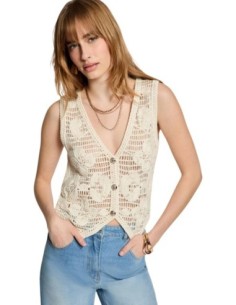 Gilet beige floral Morgan femme