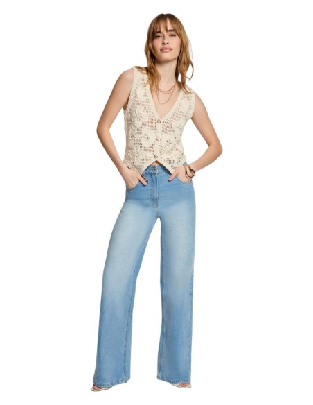 Gilet beige floral Morgan femme