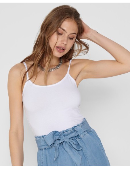 Débardeur femme Only blanc cotton stretch basic