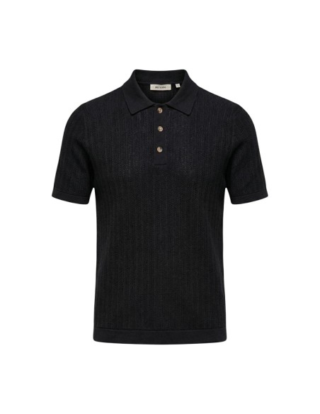 Polo noir boutons Only & Sons homme