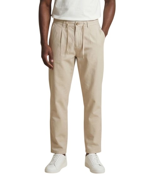 Pantalon beige coton lin Only & Sons homme