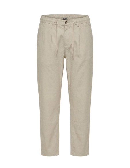 Pantalon beige coton lin Only & Sons homme