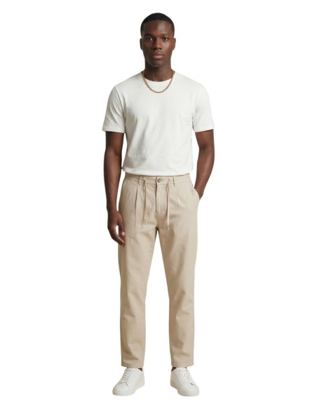 Pantalon beige coton lin Only & Sons homme