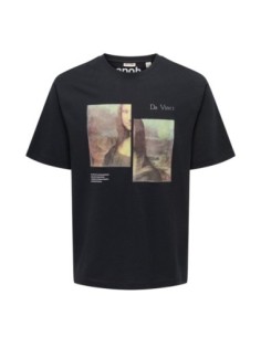 T-shirt noir imprimé Only & Sons homme