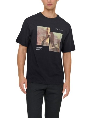 T-shirt noir imprimé Only & Sons homme