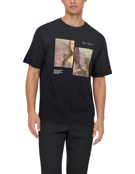 T-shirt noir imprimé Only & Sons homme