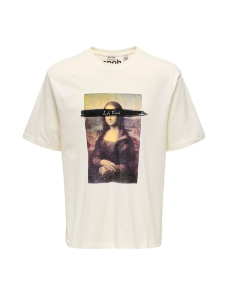 T-shirt blanc imprimé Only & Sons homme