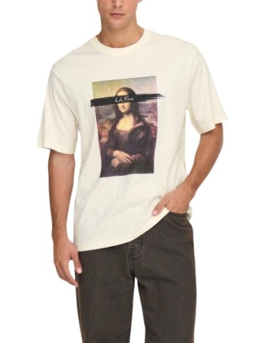 T-shirt blanc imprimé Only & Sons homme