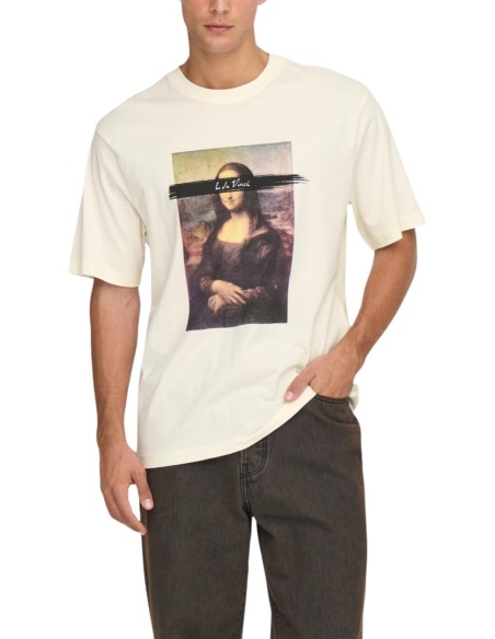 T-shirt blanc imprimé Only & Sons homme