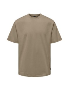 T-shirt marron coton bio Only & Sons homme