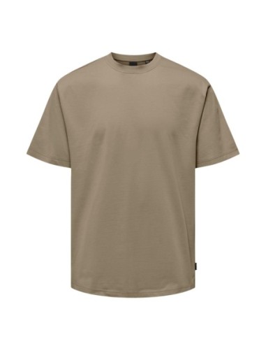 T-shirt marron coton bio Only & Sons homme