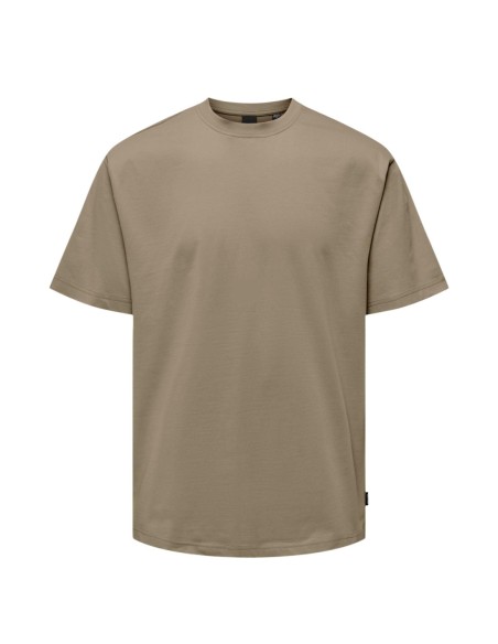 T-shirt marron coton bio Only & Sons homme