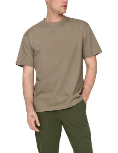 T-shirt marron coton bio Only & Sons homme