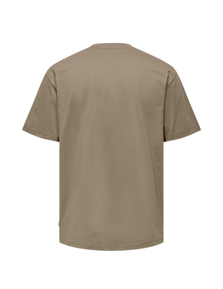 T-shirt marron coton bio Only & Sons homme