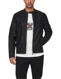 Veste noire similicuir Only & Sons homme
