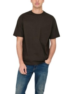 T-shirt marron coton bio Only & Sons homme