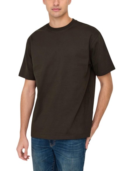 T-shirt marron coton bio Only & Sons homme