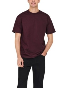 T-shirt bordeaux coton bio Only & Sons homme