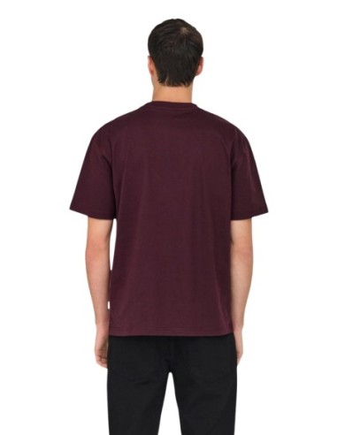 T-shirt bordeaux coton bio Only & Sons homme