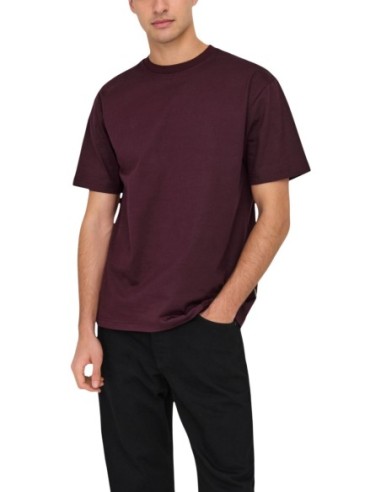 T-shirt bordeaux coton bio Only & Sons homme