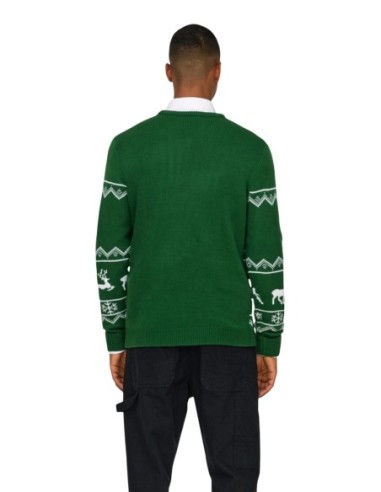 Pull vert imprimé Only & Sons homme
