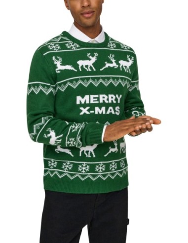 Pull vert imprimé Only & Sons homme